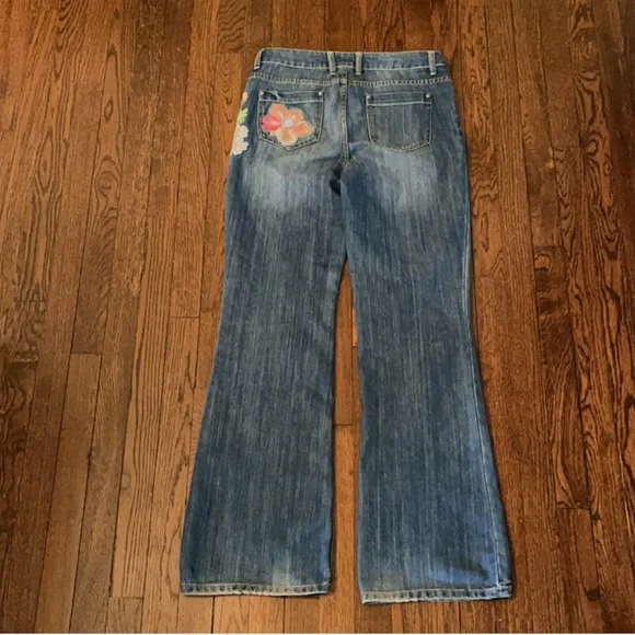 Cache 10 Floral Sequin Bell Boot flare Jeans Y2K! - Picture 5 of 15